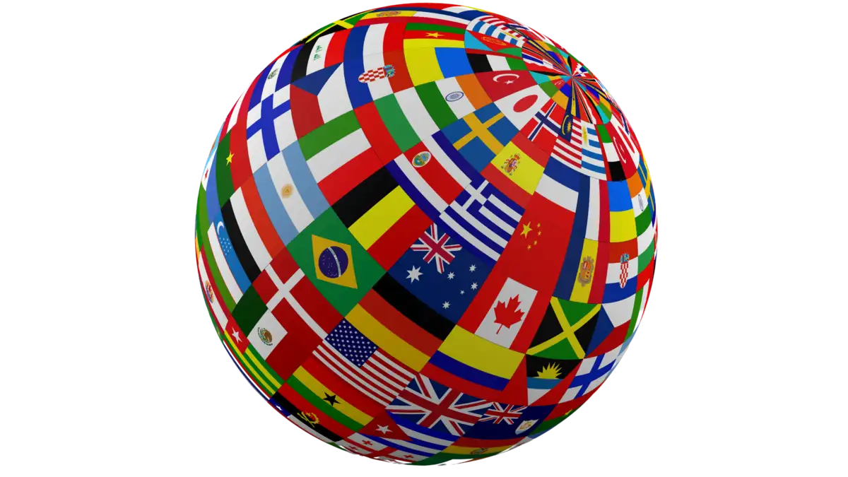 Globe With Many countries flag