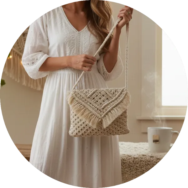 Cotton Macrame bag with Sling