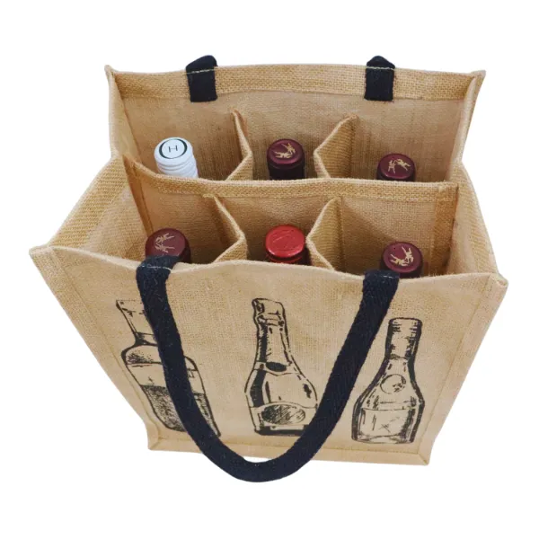 Jute Wine Bags Six Bottle