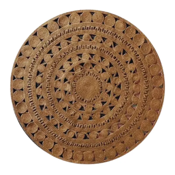Round Jute Designer Rug Hand Stitched