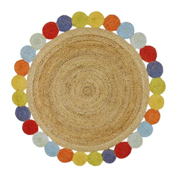 Round Jute Designer Rug Hand Stitched
